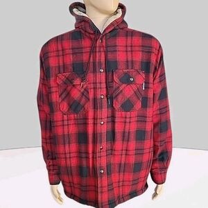 Wolverine Hoodie Jacket Mens XL Red Plaid Sherpa Lined Lumberjack Ranch Outdoor
